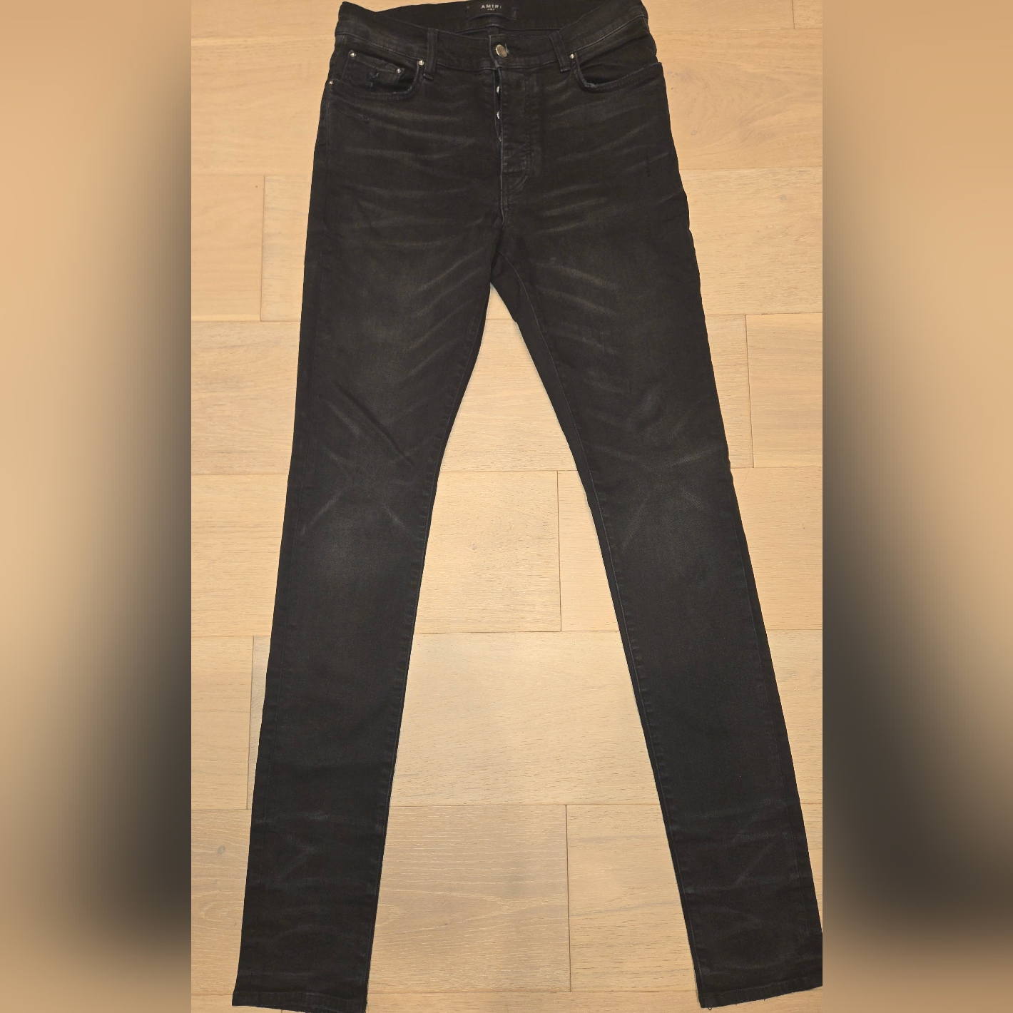 Amiri Stack Skinny Lightly Distressed Aged Black Jeans Sz 31 With Tags